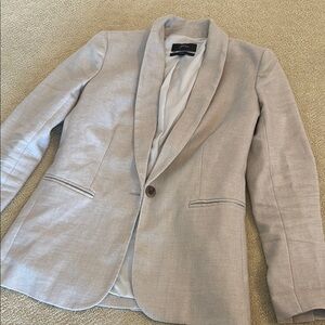J. Crew Parke Tan linen blazer with Notched Lapels and Structured Shoulders